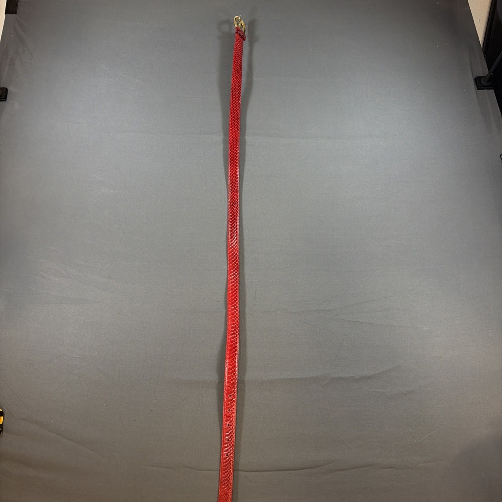 vintage red genuine snakeskin slim statement belt Xl 42"